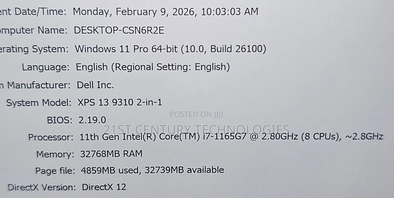 Laptop Dell XPS 13 9310 32GB Intel Core i7 SSD 1T