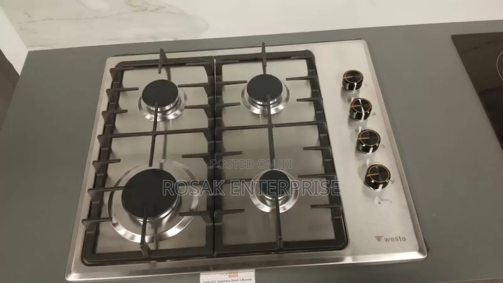 60cm Stainless Steel 4 Burner Gas Hob Grilled Pan