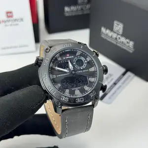 Naviforce Men's Leather Strap Analog-digital Sport Watch