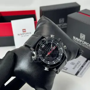 Naviforce Men's Leather Strap Analog-digital Sport Watch
