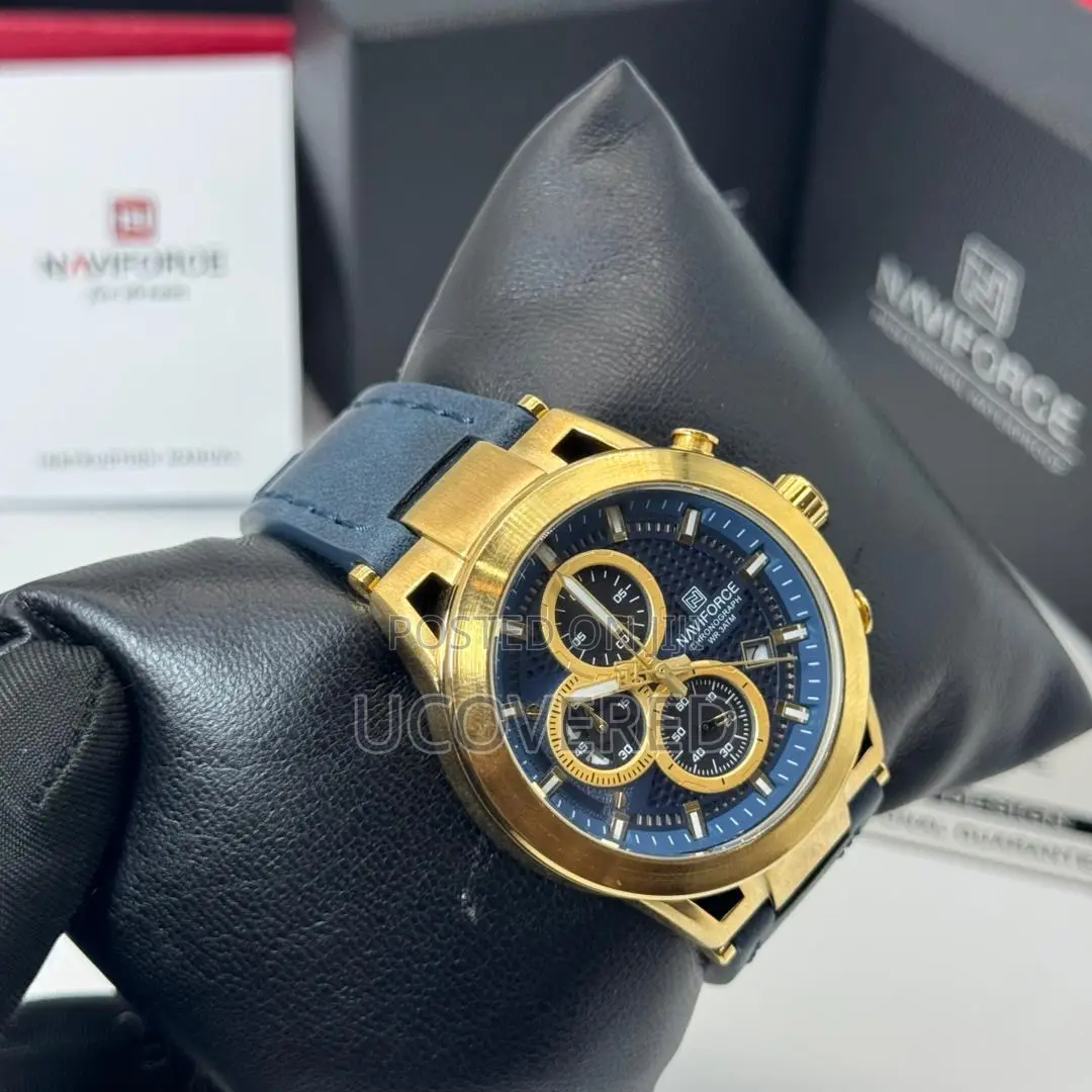 Naviforce Men’S Leather Chronograph Watch