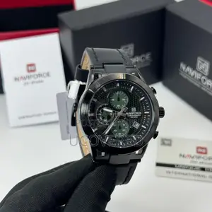 Naviforce Men’S Leather Chronograph Watch