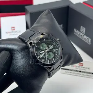 Naviforce Men’S Leather Chronograph Watch