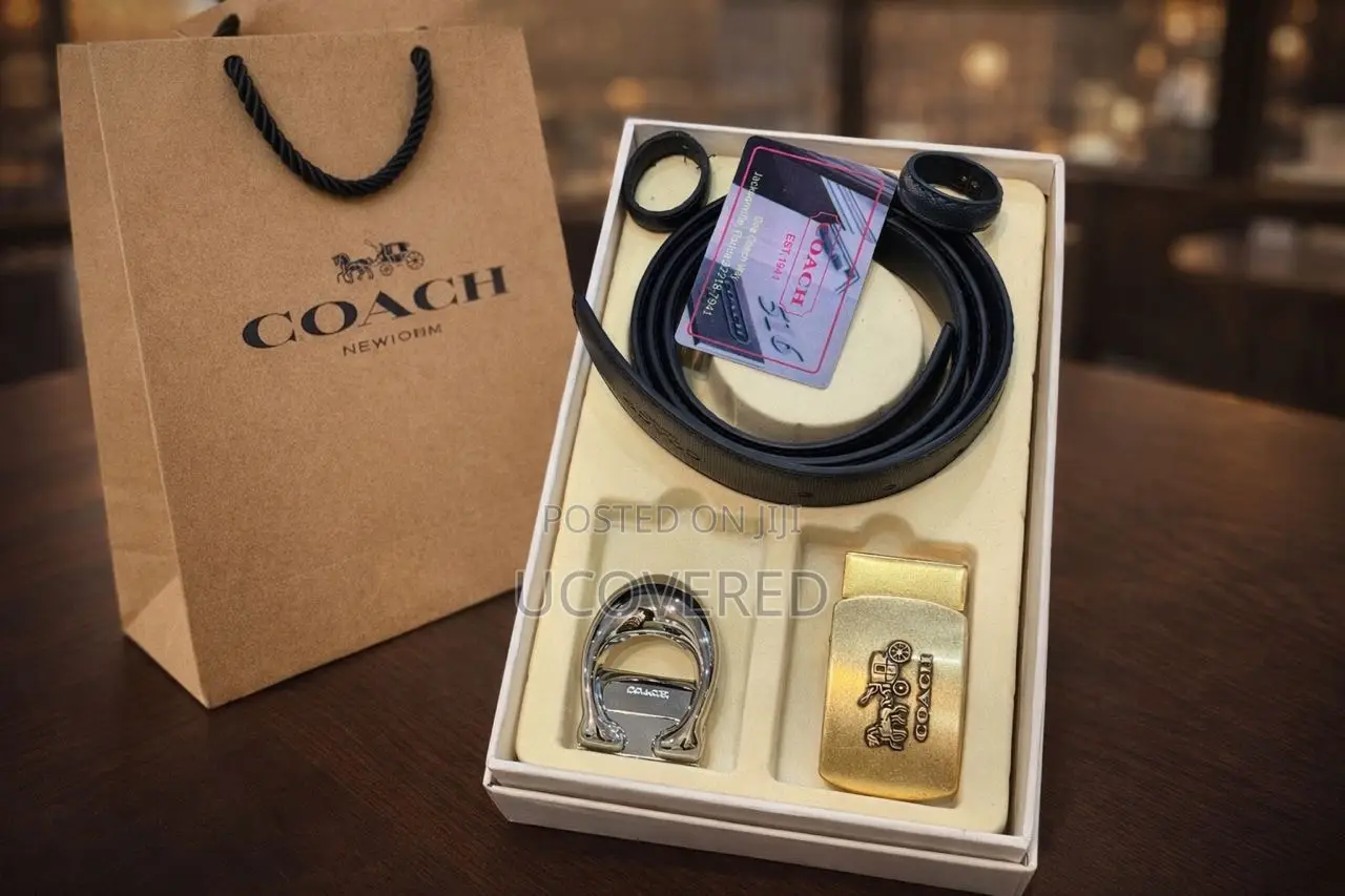 Coach Reversible Leather Belt With Multiple Buckles