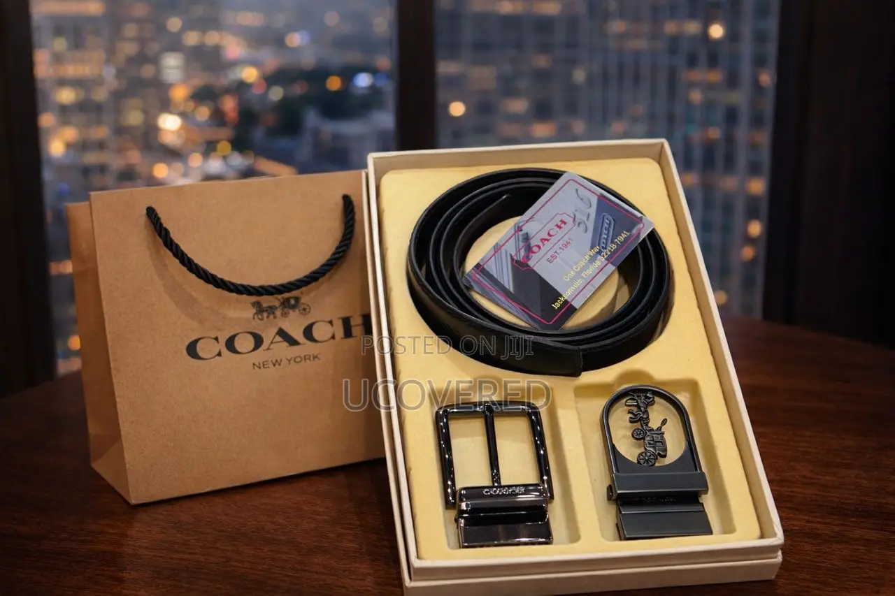 Coach Reversible Leather Belt With Multiple Buckles