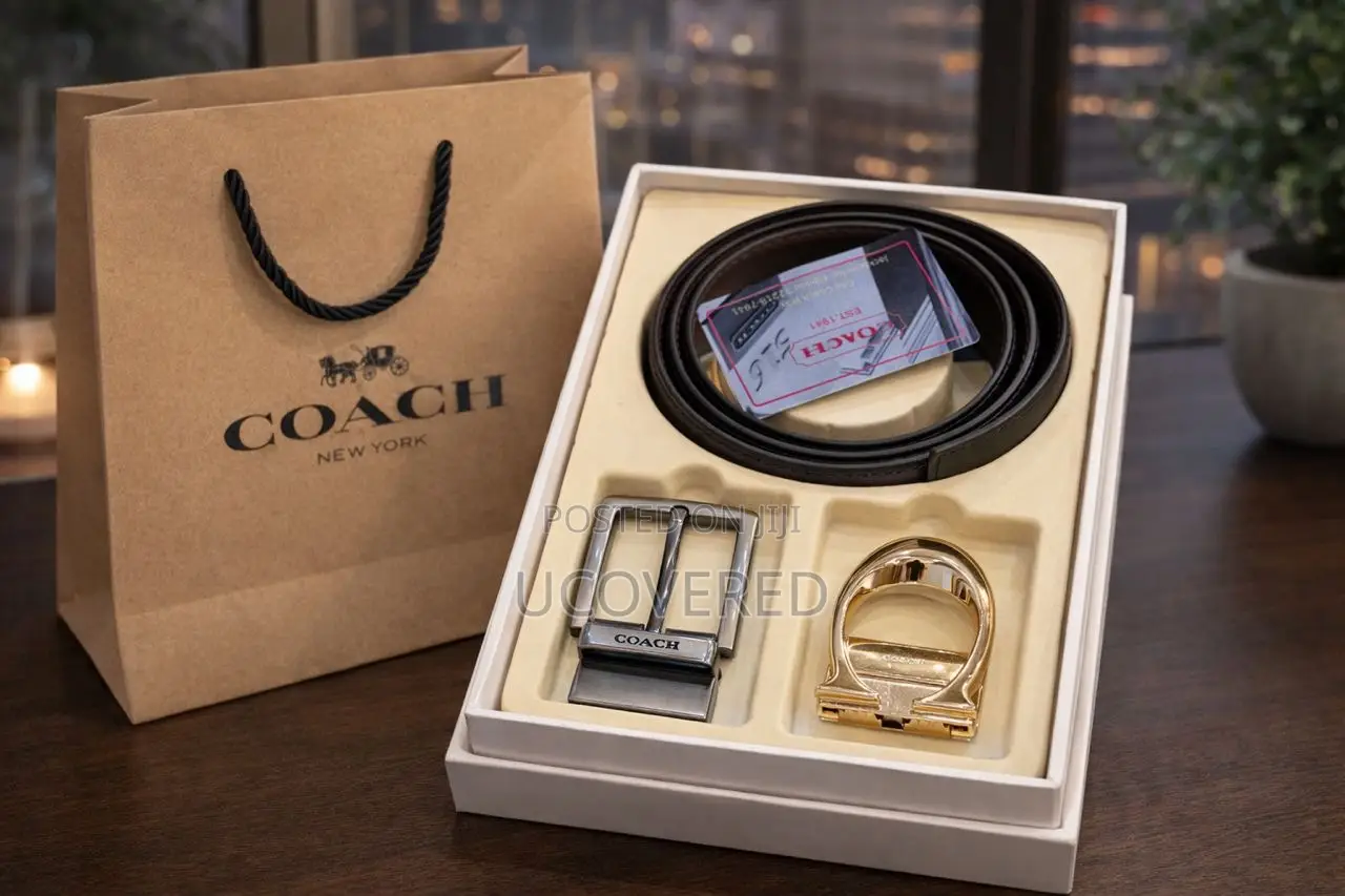 Coach Reversible Leather Belt With Multiple Buckles