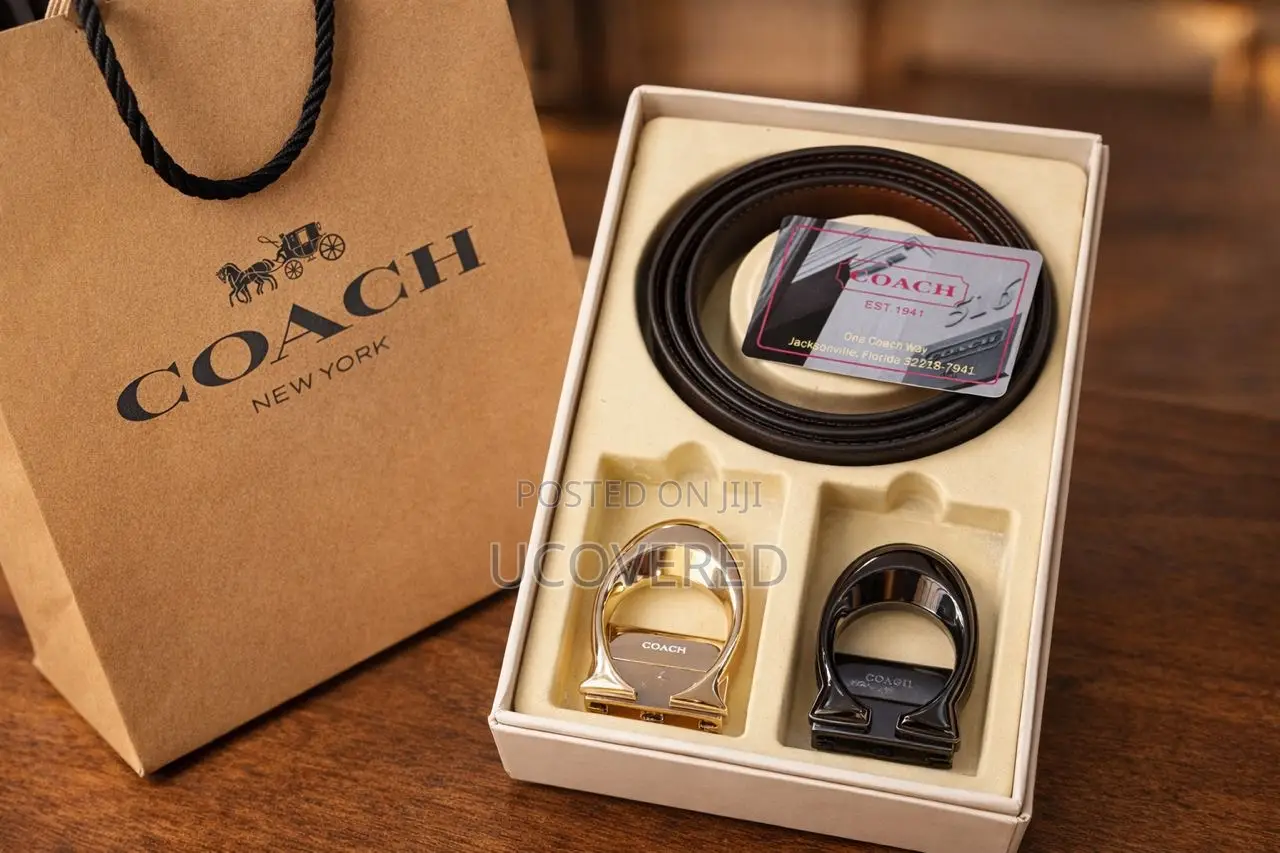 Coach Reversible Leather Belt With Multiple Buckles