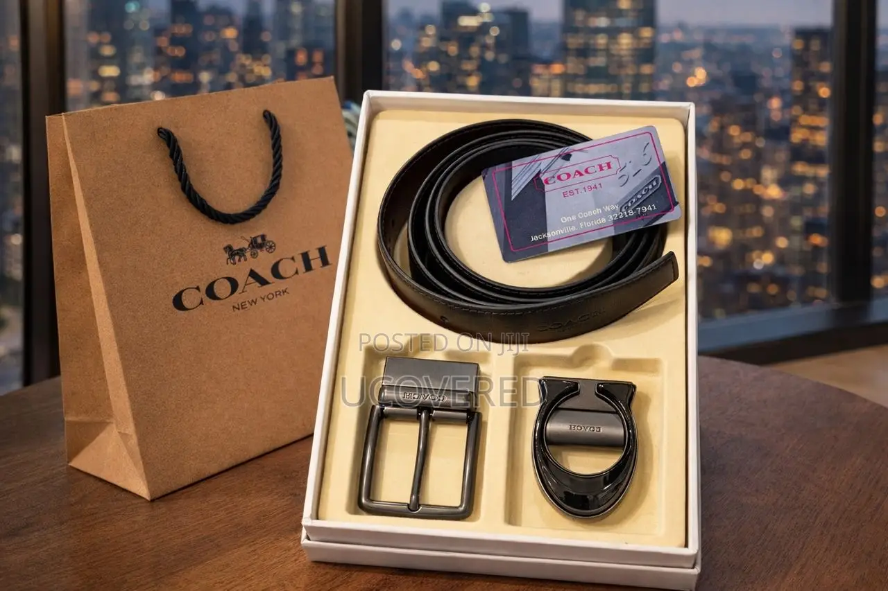 Coach Reversible Leather Belt With Multiple Buckles