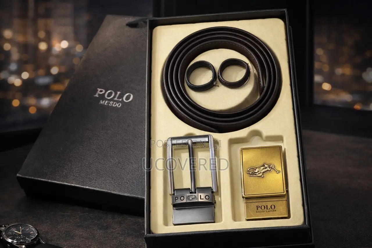 Polo Reversible Leather Belt With Multiple Buckles