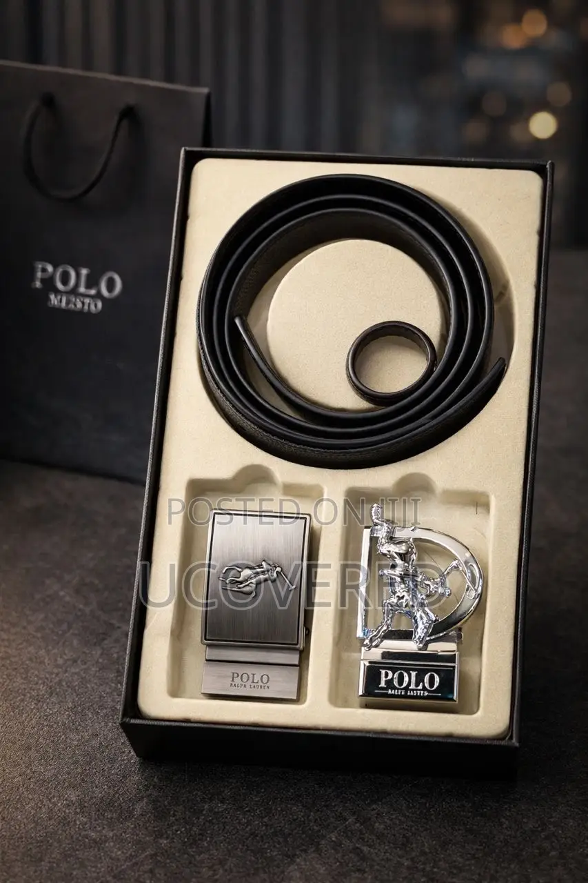 Polo Reversible Leather Belt With Multiple Buckles