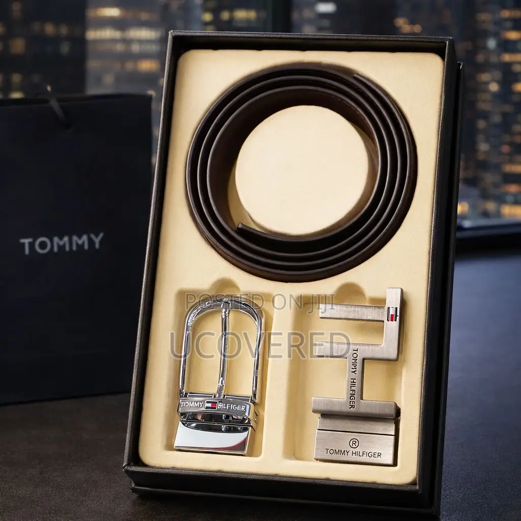 Tommy Hilfiger Reversible Leather Belt With Multiple Buckles