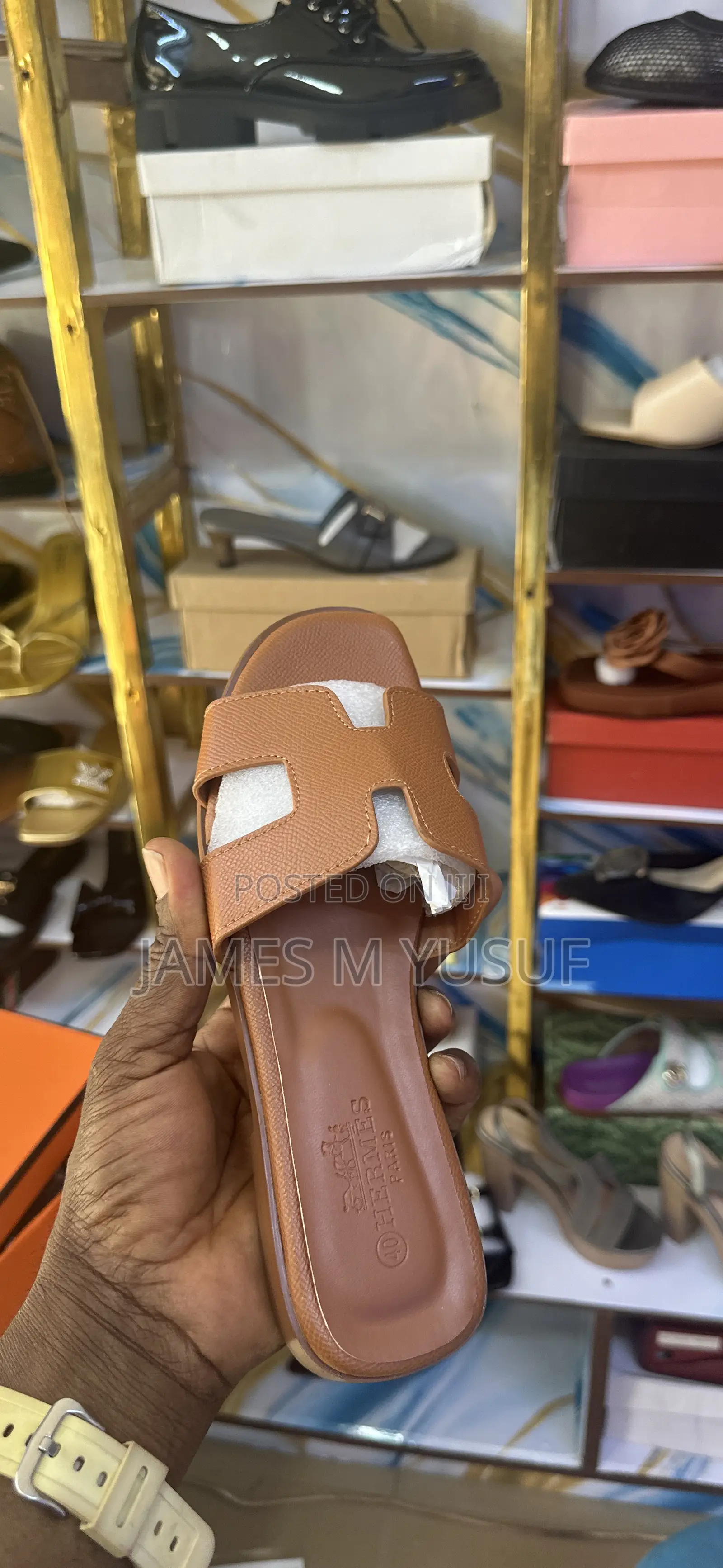Original Herms Flat Slippers for Cool Price