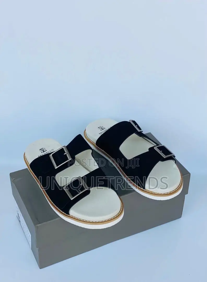 Brunello Cucinelli Suede Double-Buckle Sandals