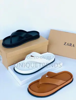 Quality Zara Leather Chunky Flip-Flops