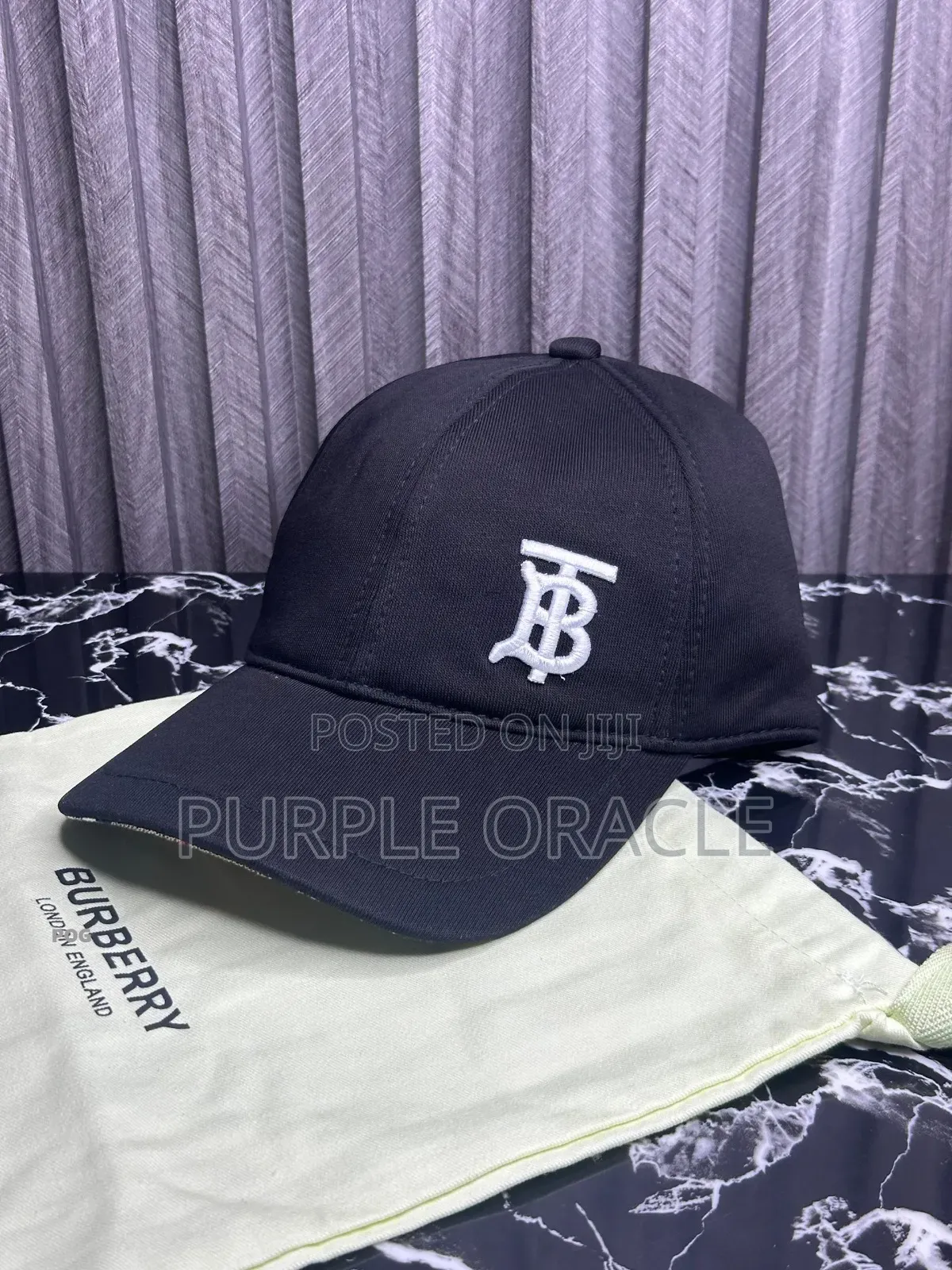 Black Burberry  Motif Cotton  Baseball  Cap