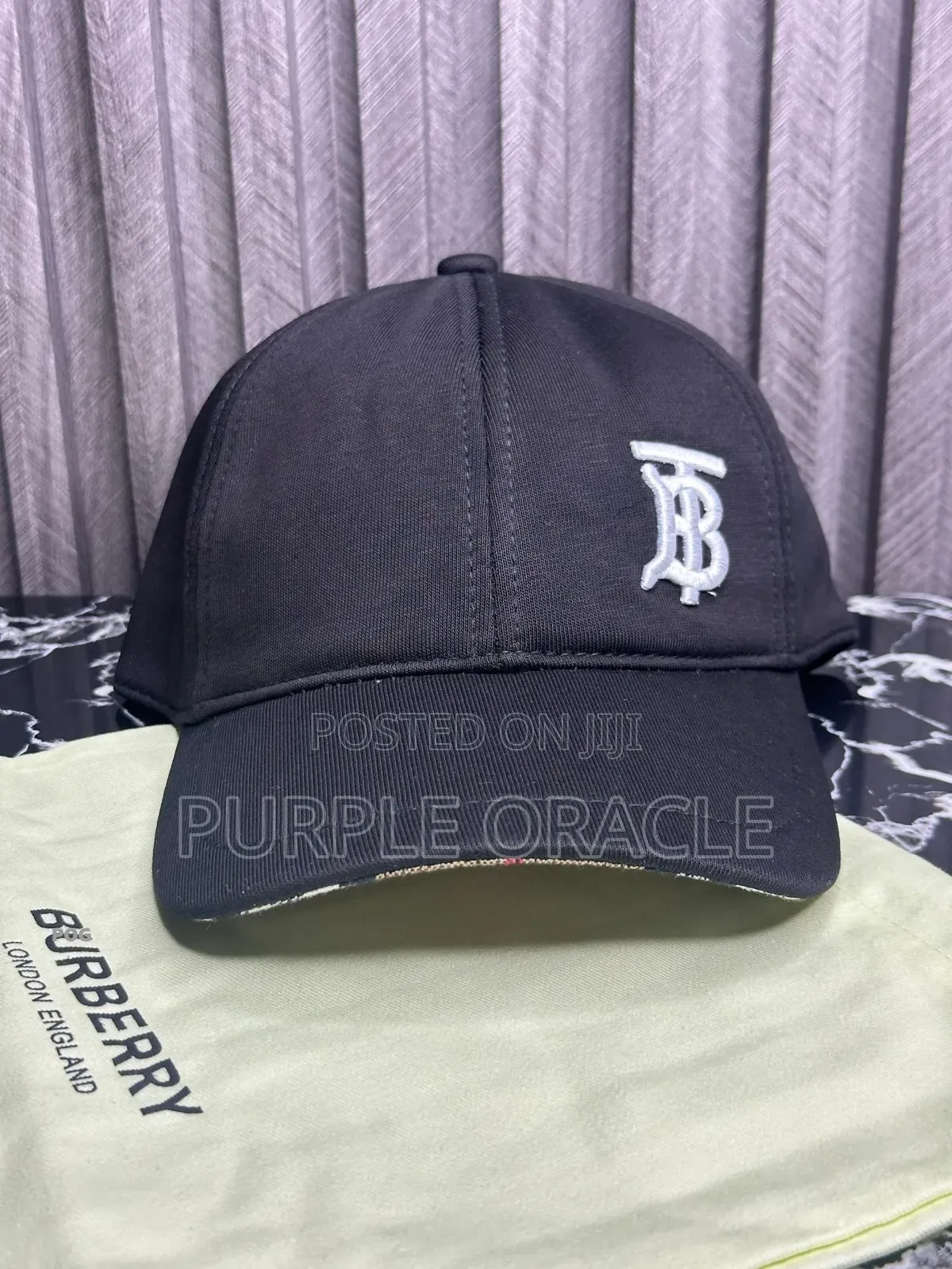 Black Burberry  Motif Cotton  Baseball  Cap
