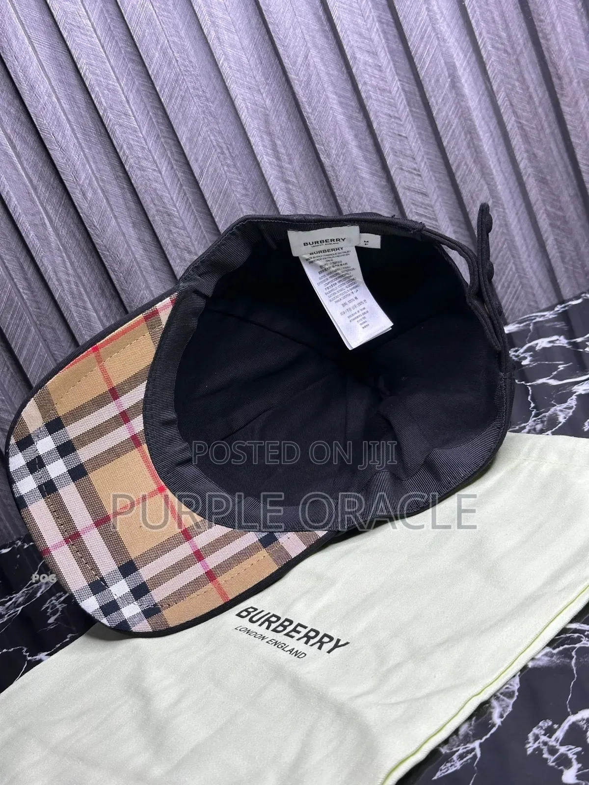 Black Burberry  Motif Cotton  Baseball  Cap