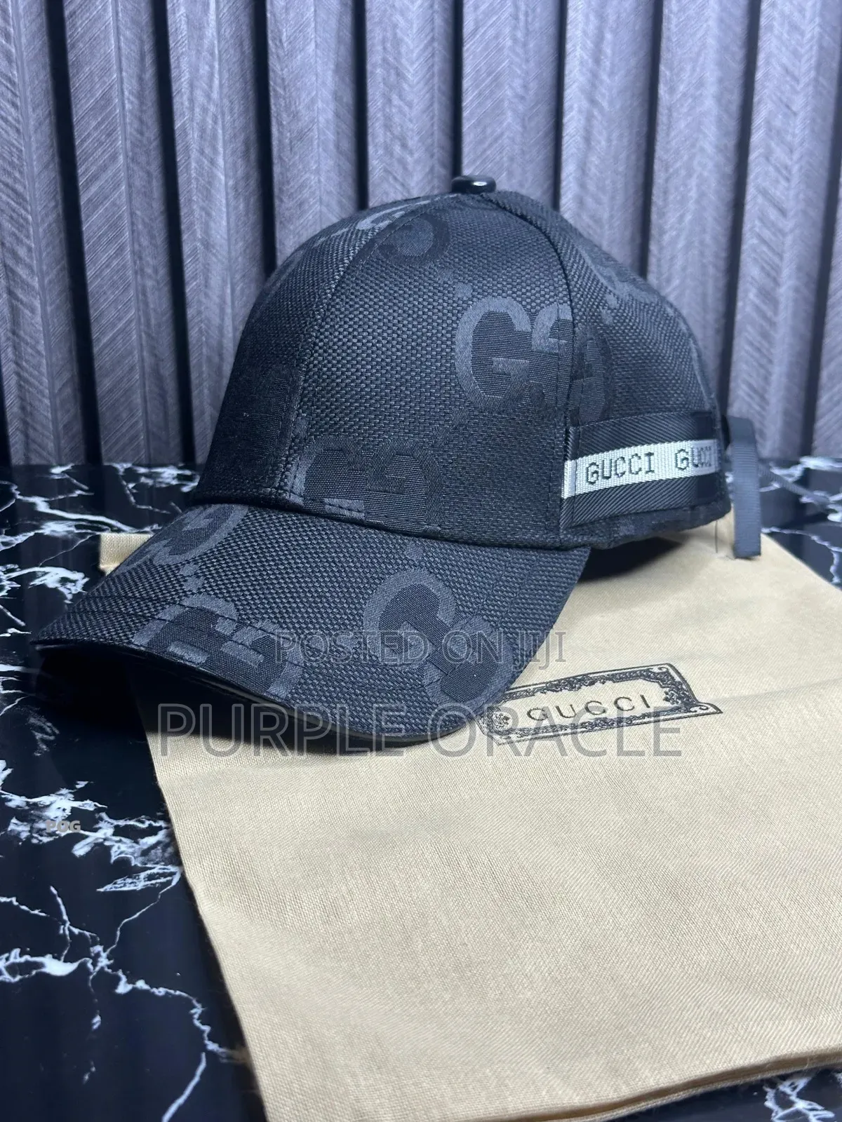 Gucci Jumbo Gg Baseball Hat In Black Canvas