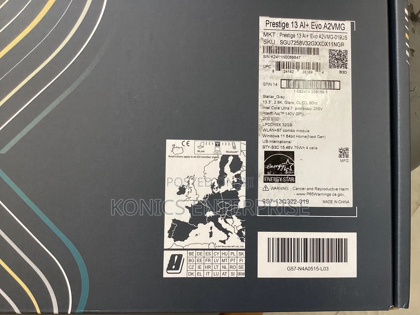 New Laptop MSI PE60 Prestige 32GB Intel Core Ultra 7 SSD 2T