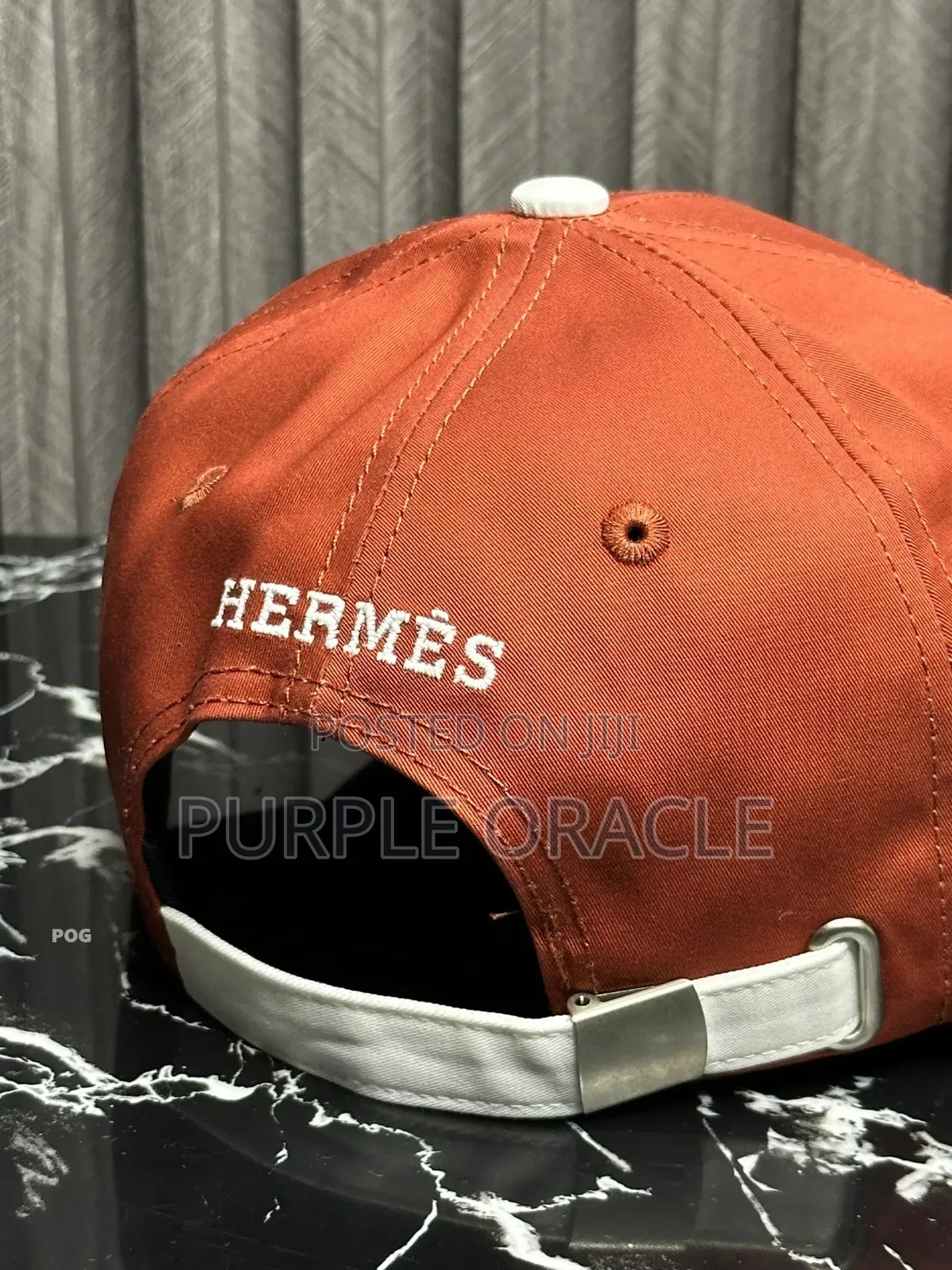 Orange And White Hermès Baseball Cap With An Embroidered H Logo