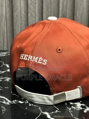 Orange And White Hermès Baseball Cap With An Embroidered H Logo