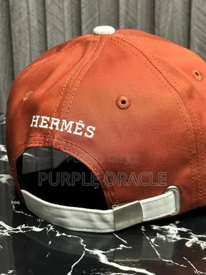 Orange And White Hermès Baseball Cap With An Embroidered H Logo