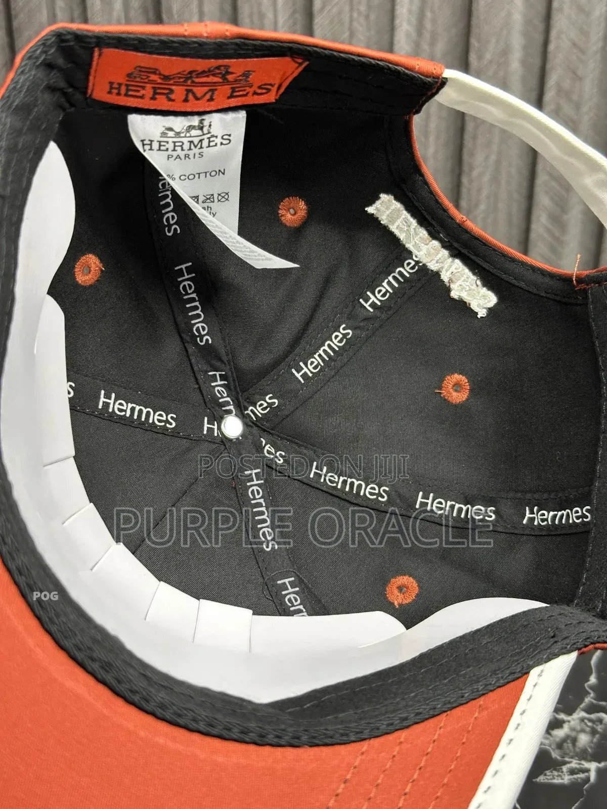 Orange And White Hermès Baseball Cap With An Embroidered H Logo
