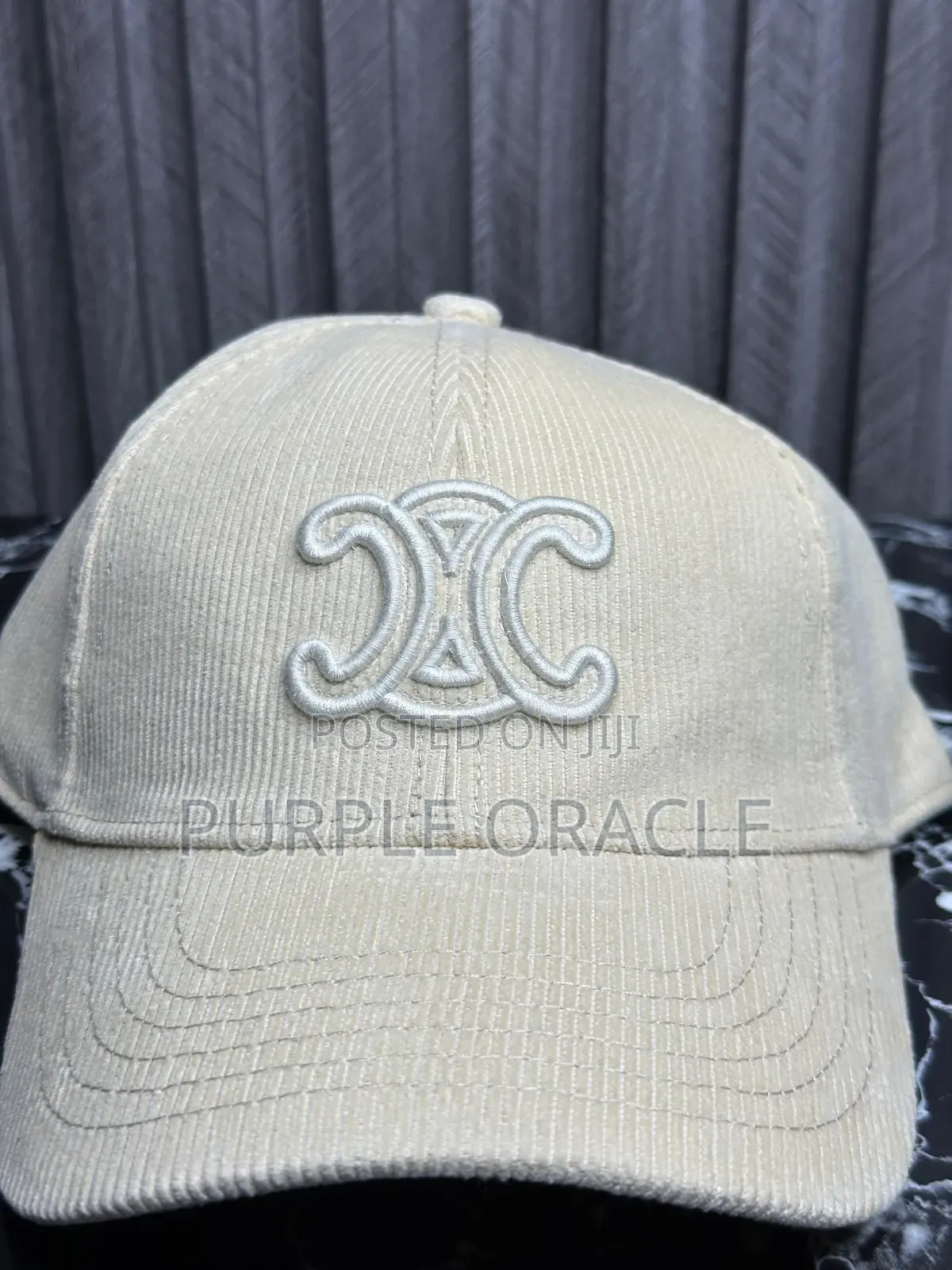 Celine Baseball Cap in a Cream Color.