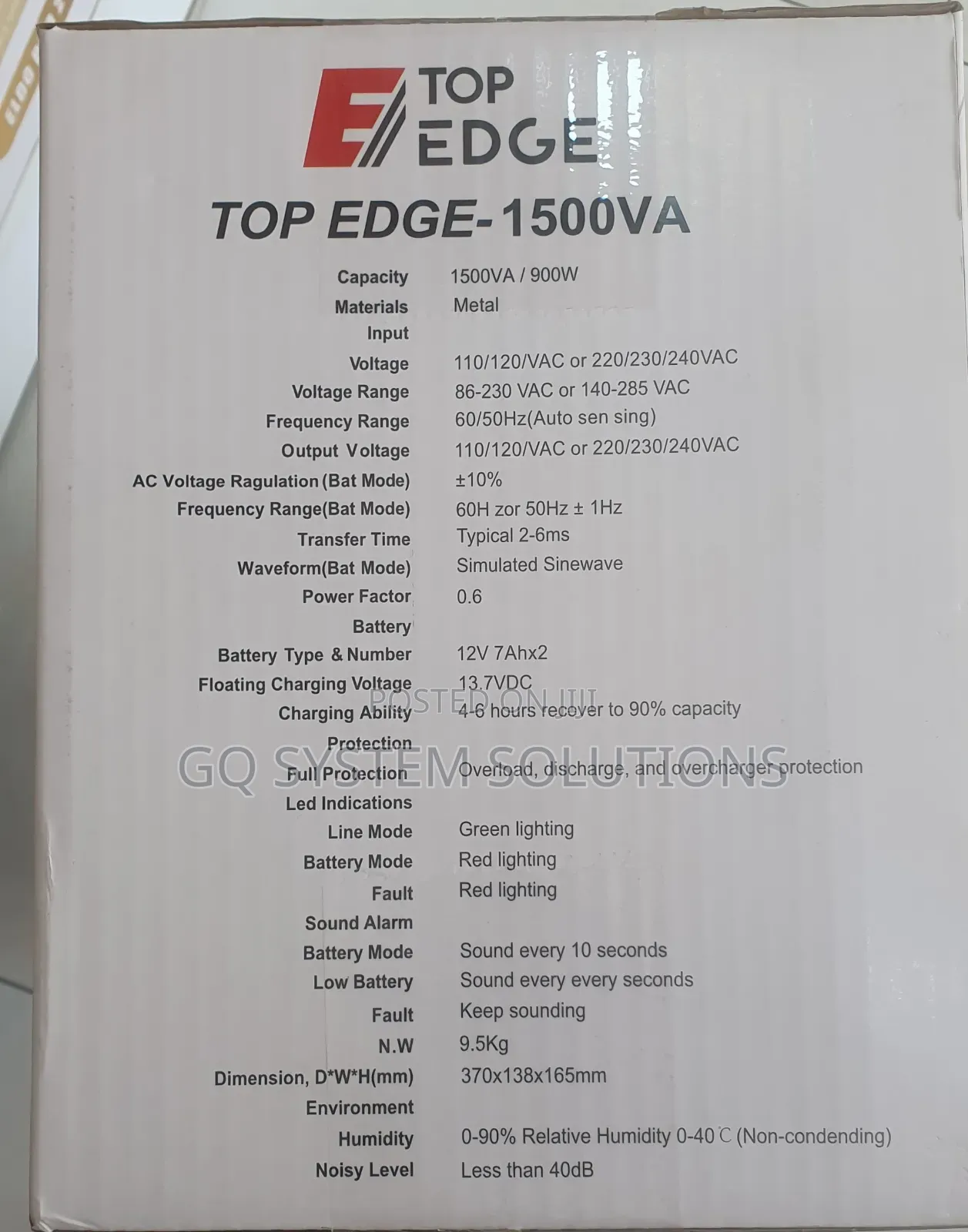 Top Edge 1500va Ups