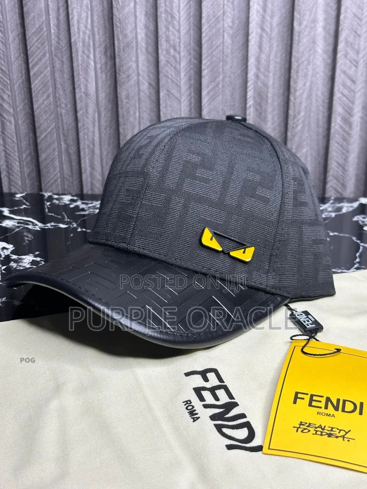 Fendi Baseball Cap in Black and Yellow.