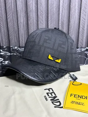 Fendi Baseball Cap in Black and Yellow.