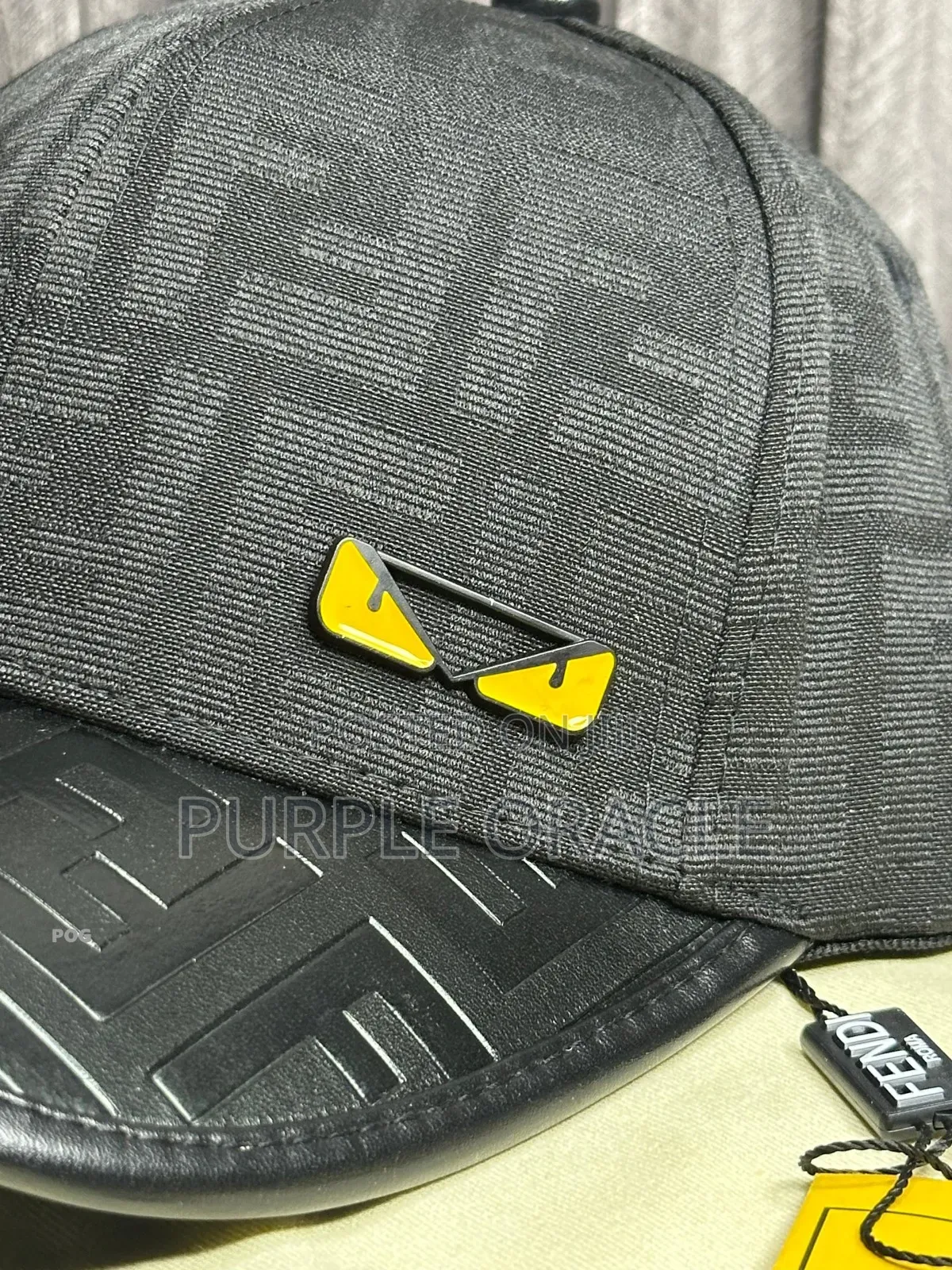Fendi Baseball Cap in Black and Yellow.