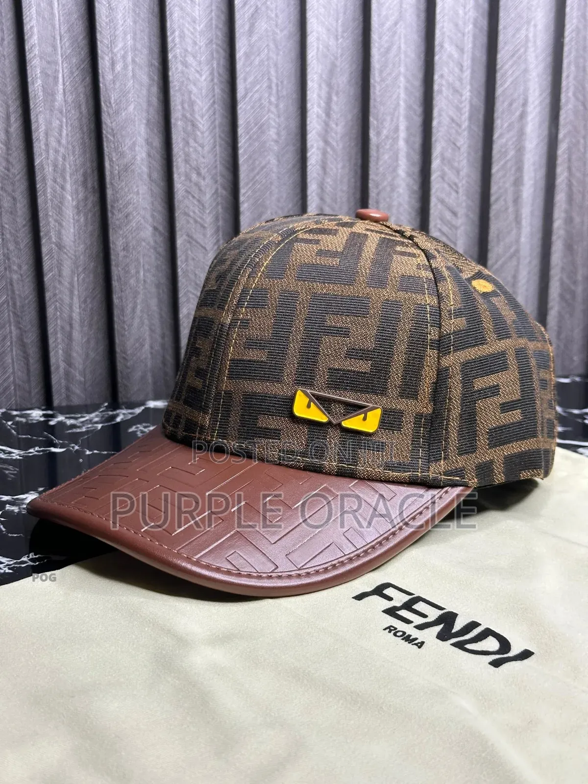 Fendi Baseball Cap With Leather .