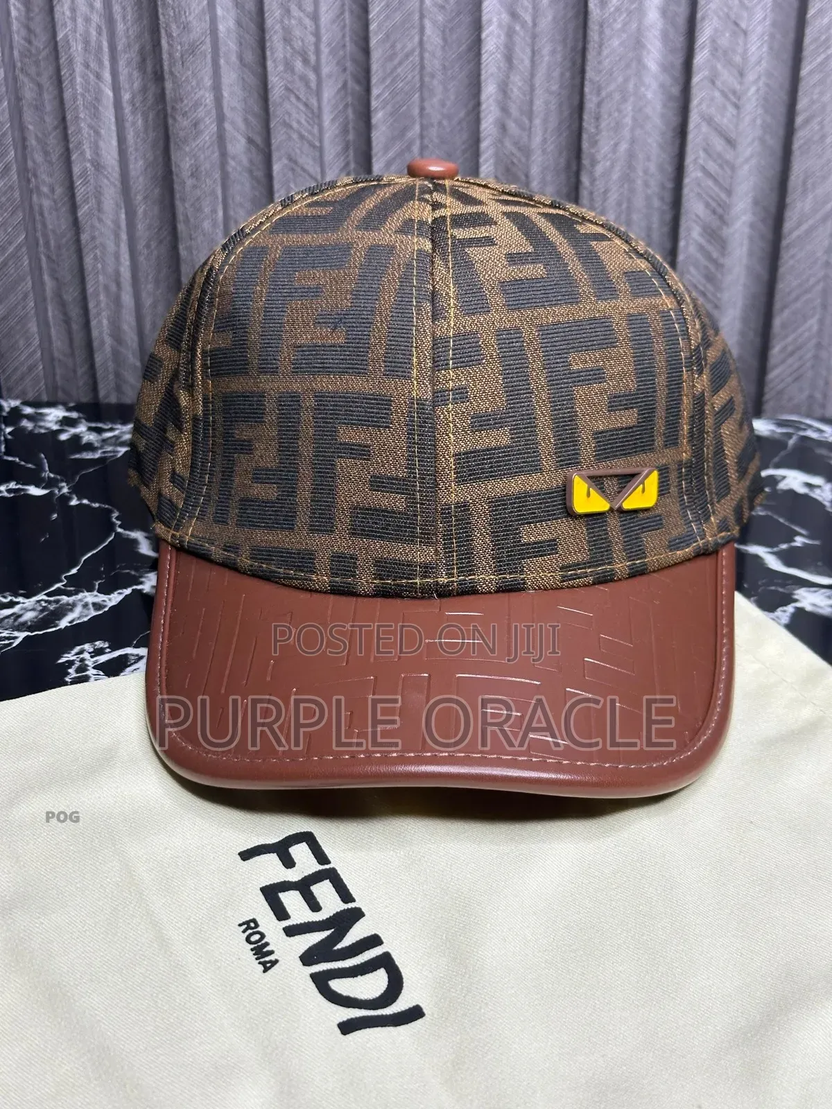 Fendi Baseball Cap With Leather .
