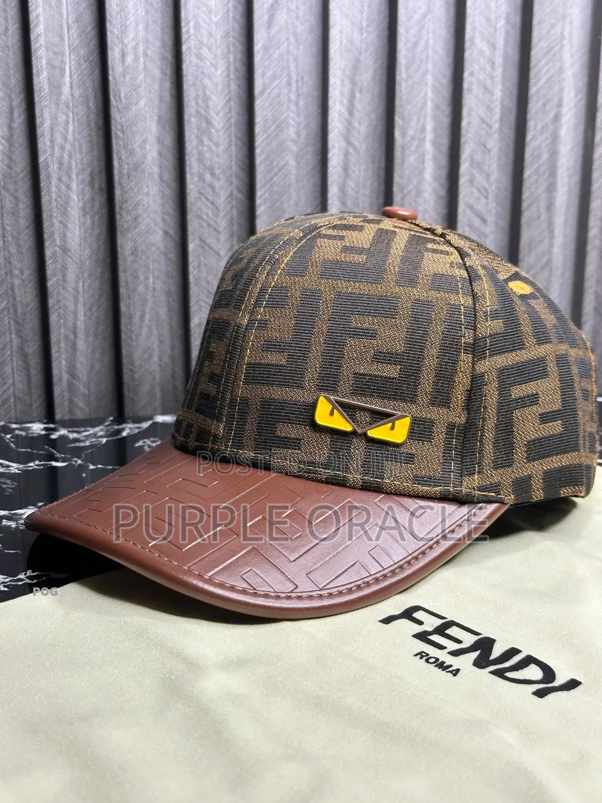 Fendi Baseball Cap With Leather .