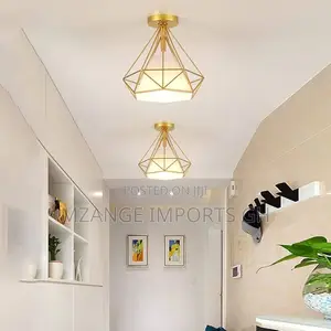 2pcs Golden Triangular Pendant Light