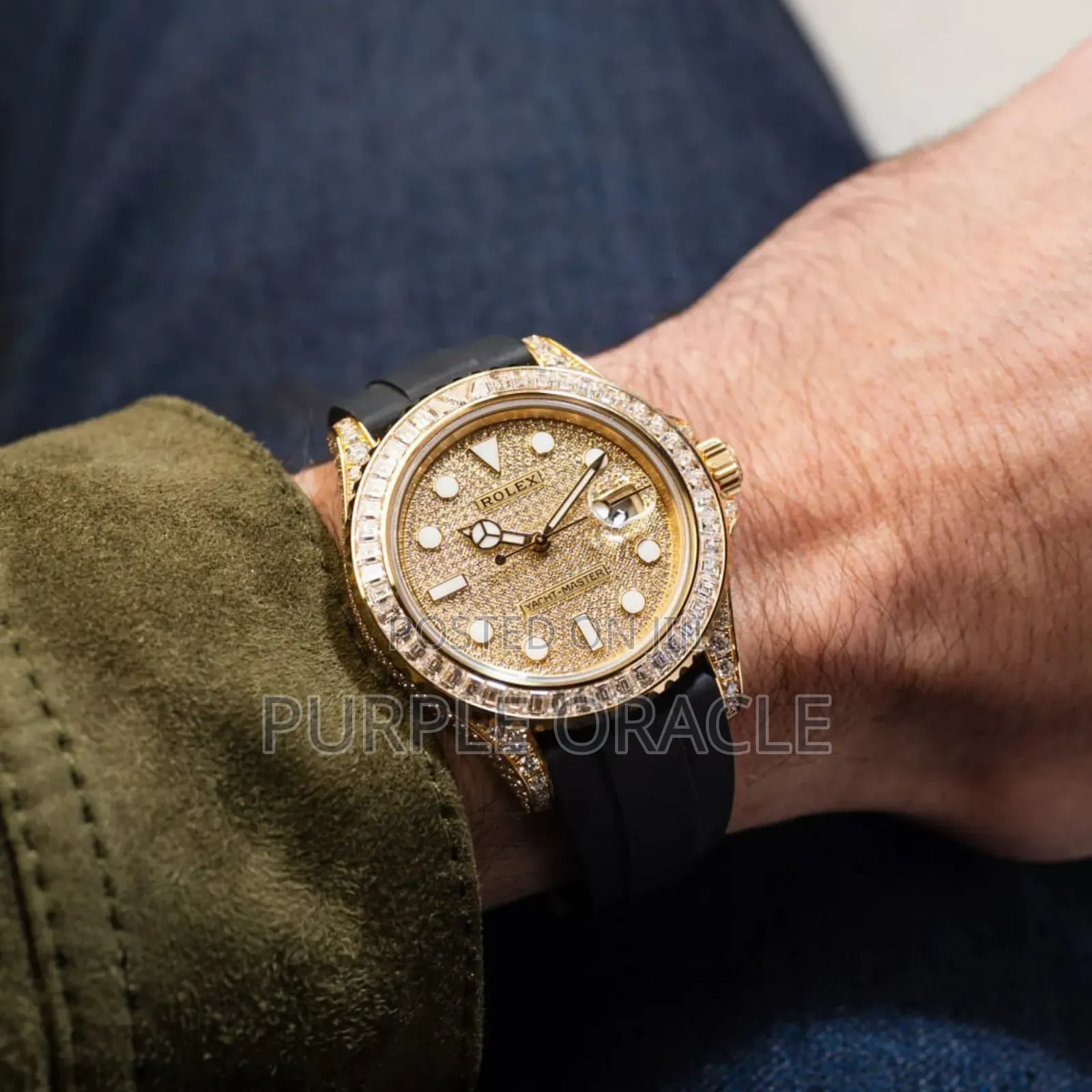 Rolex Yacht-master In Yellow Gold- With A Pavé Diamond Dial.