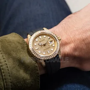 Rolex Yacht-master In Yellow Gold- With A Pavé Diamond Dial.
