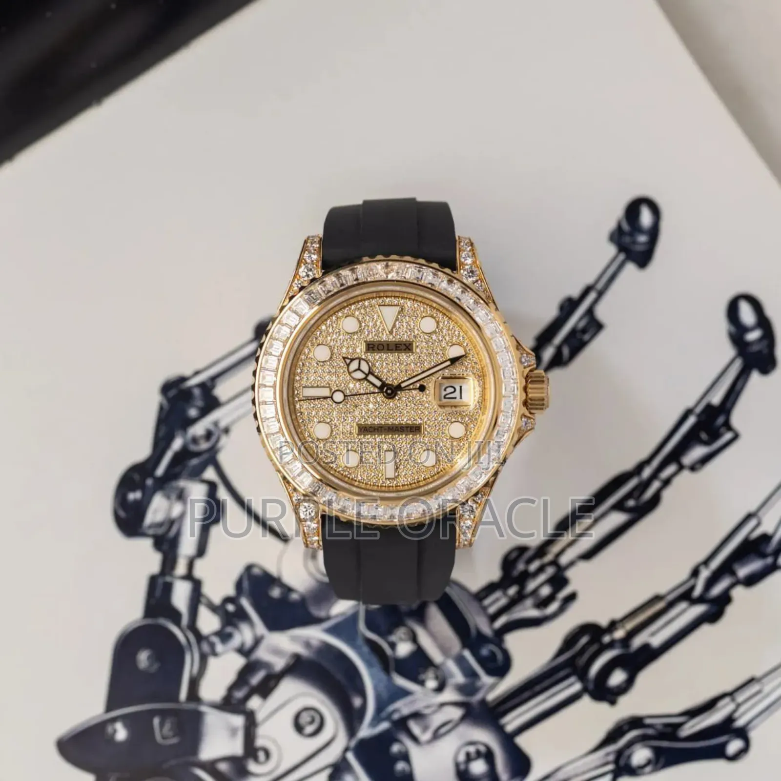 Rolex Yacht-master In Yellow Gold- With A Pavé Diamond Dial.