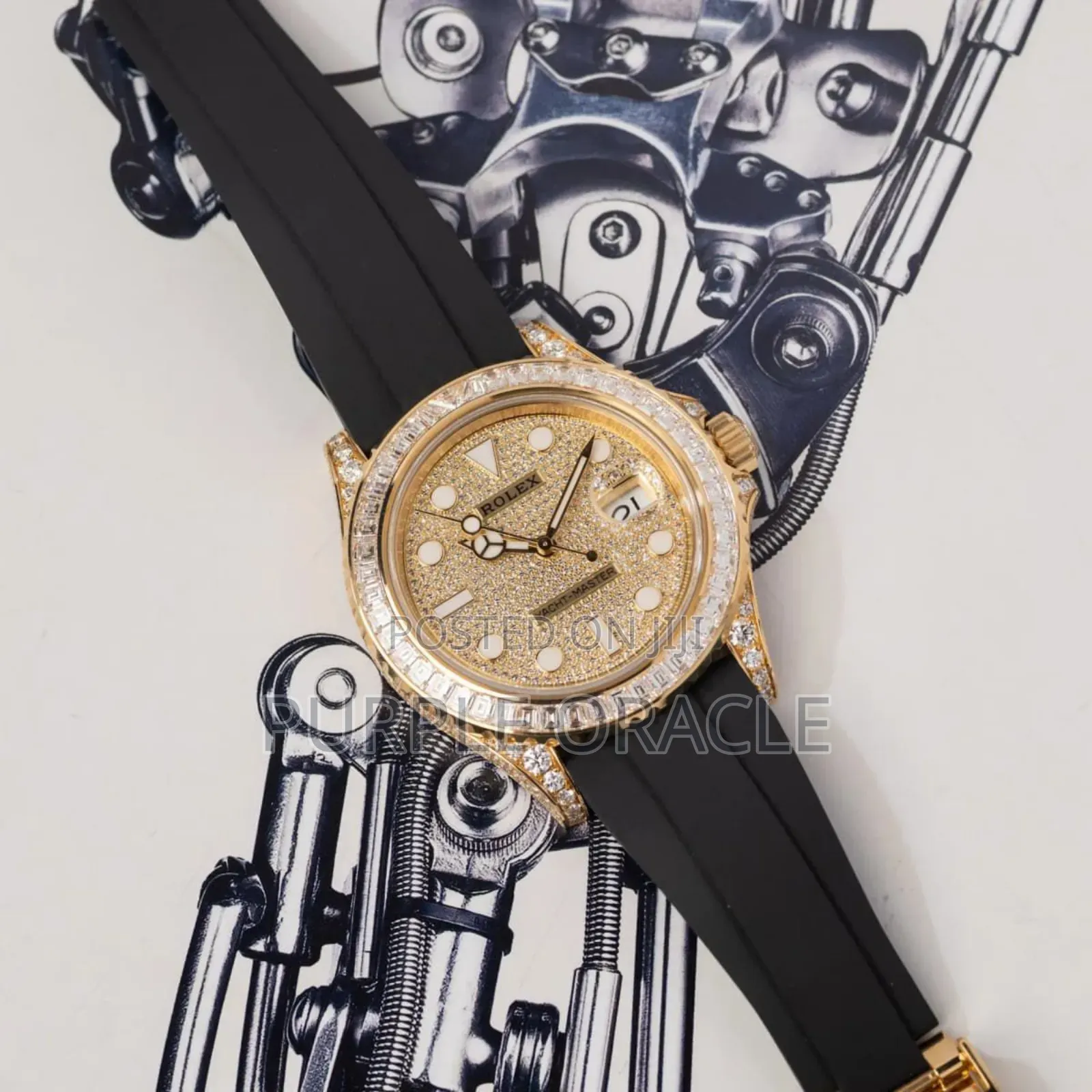 Rolex Yacht-master In Yellow Gold- With A Pavé Diamond Dial.