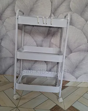 3 Tier Storage Rack Trolley / Cart White ( Metal)