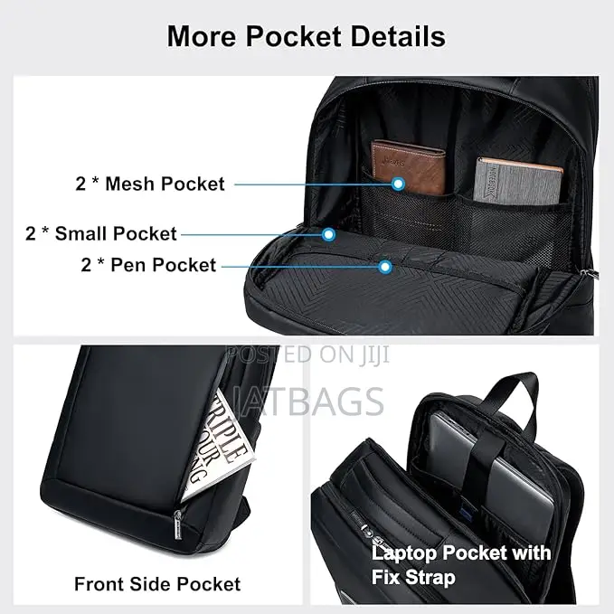 Black Gw Compact Anti-theft Waterproof Laptop Backpack (Free Delivery)