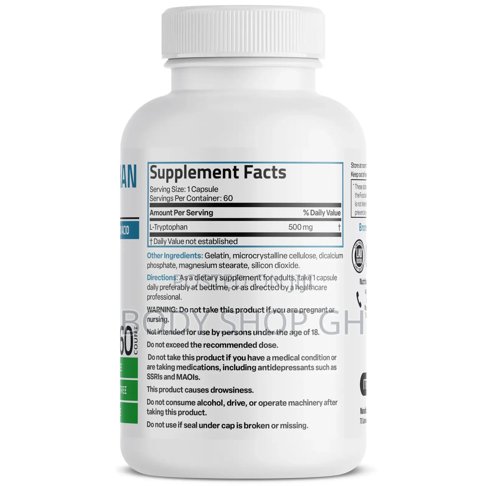 Bronson L-Tryptophan 500 Mg High Potency- Supports Relaxation Mood