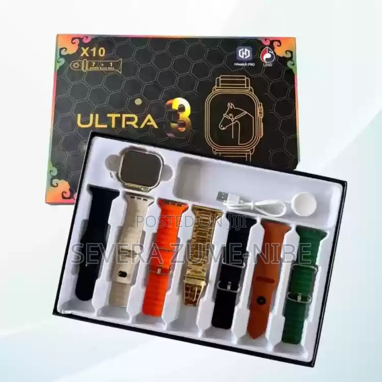 Ultra 3 Smart Watch – 2.06" Big Screen | 7 Straps + Wireless Charger