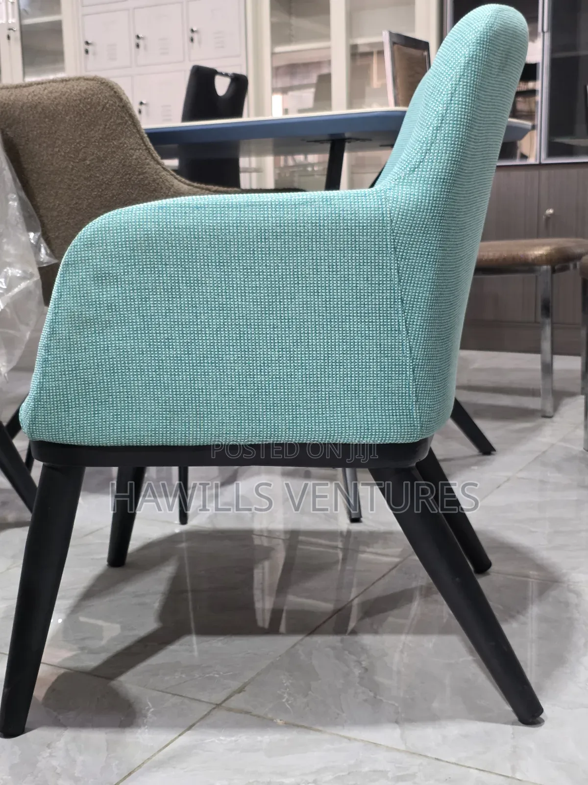 Danube Blue Armrest Dining Chair