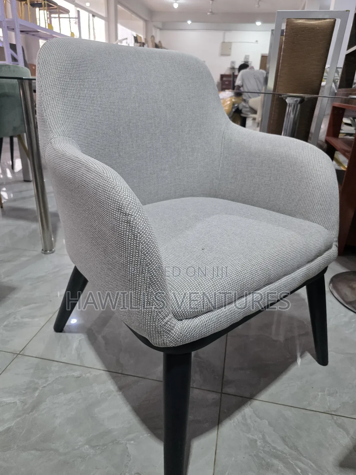 Style Grey Fabric Dining Chair