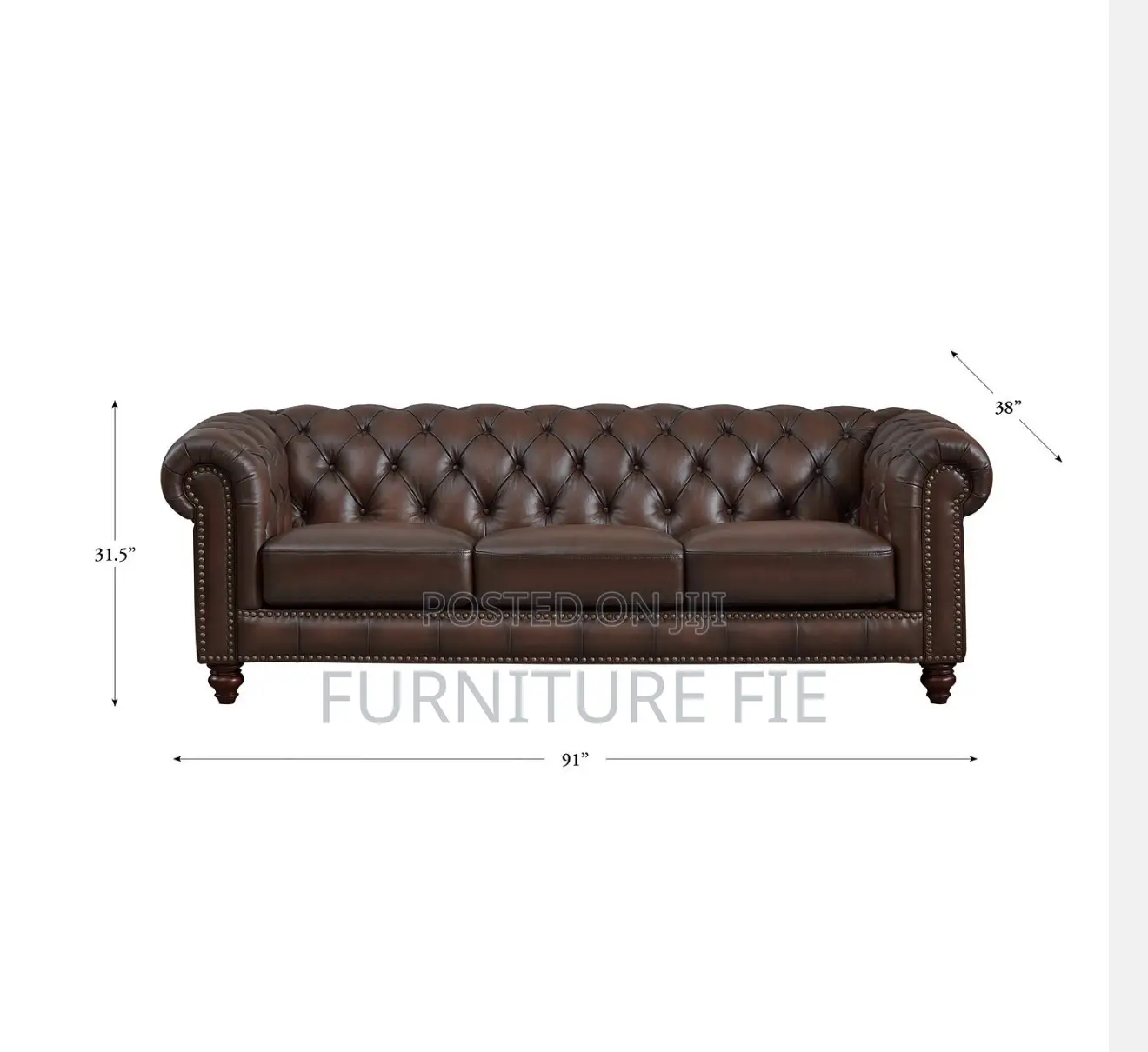 Alton Bay 91" Chesterfield Top Grain Leather Sofa Couch From Macys Usa