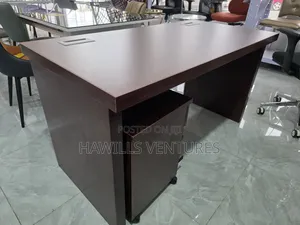 Wooden Executive Office Desk With a Mobile Storage Cabinet.