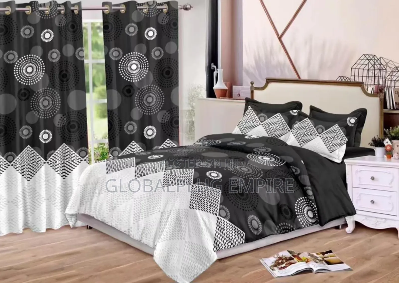 8-Piece Duvet Bedroom Set – Duvet, 4 Pillowcases, Bedsheet Curtains