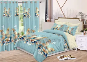 8-Piece Duvet Bedroom Set – Duvet, 4 Pillowcases, Bedsheet Curtains
